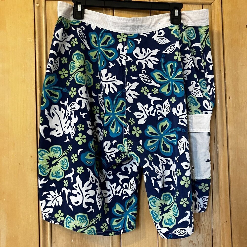 Jimmy'z Mens Vintage 90s Floral Swim Trunks Board Shorts Size 34 Blue SP EXC - Picture 7 of 9